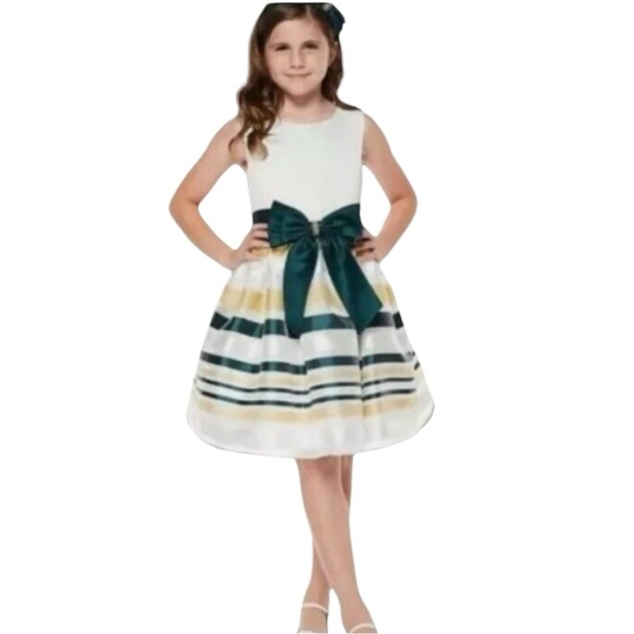 Rare Editions Big Girls Metallic Stripe Skirt Dress Size 4T - Picture 2 of 8